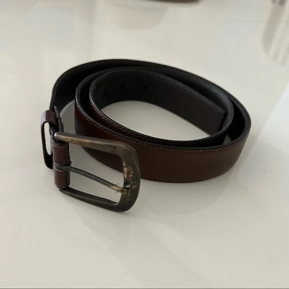 San Remo Brighton Grain Brown Leather Belt With Zip Design Size 34